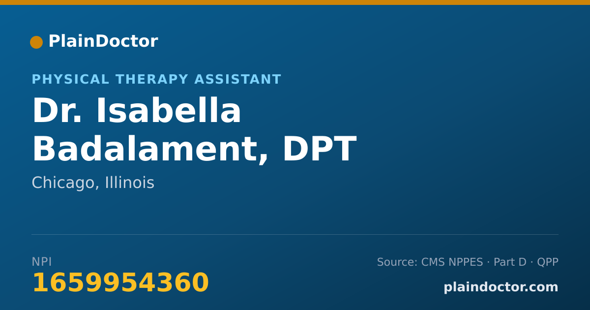 Shareable card for Isabella Badalament, DPT - Physical Therapy Assistant, Chicago, IL