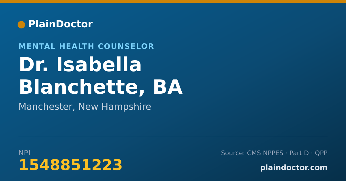 Shareable card for Isabella Blanchette, BA - Mental Health Counselor, Manchester, NH
