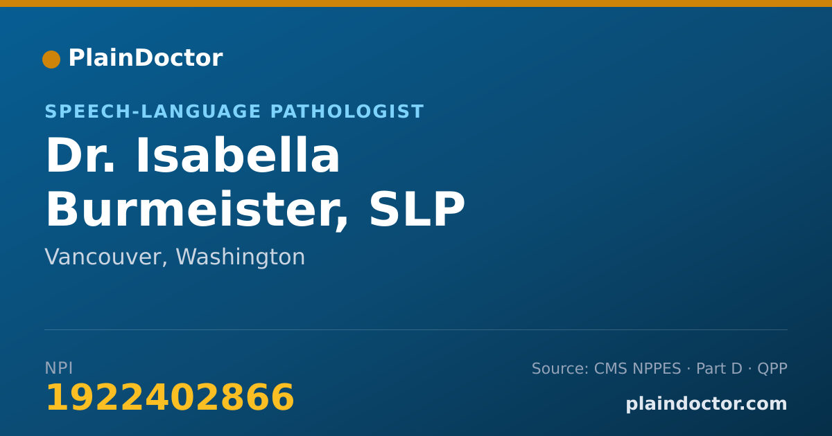 Shareable card for Isabella Burmeister, SLP - Speech-Language Pathologist, Vancouver, WA