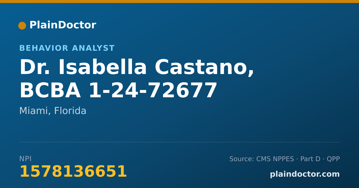 Shareable card for Isabella Castano, BCBA 1-24-72677 - Behavior Analyst, Miami, FL