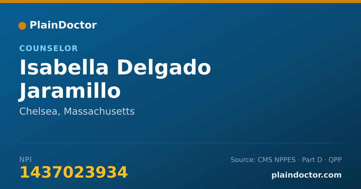 Shareable card for Isabella Delgado Jaramillo - Counselor, Chelsea, MA