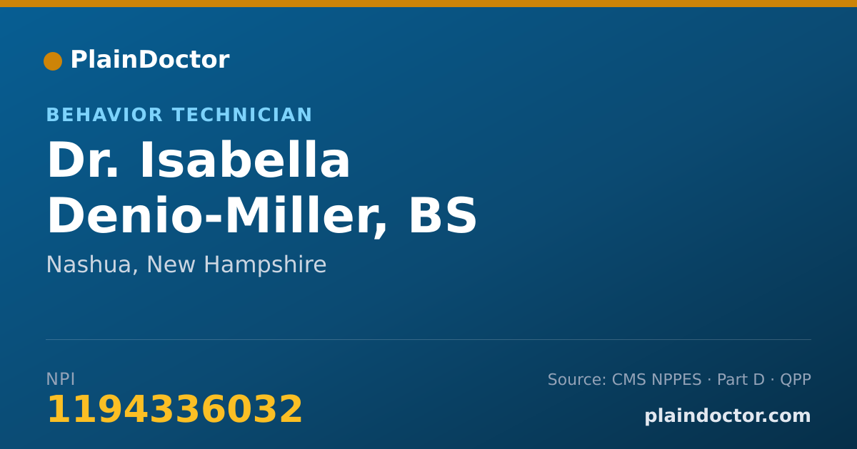 Shareable card for Isabella Denio-Miller, BS - Behavior Technician, Nashua, NH