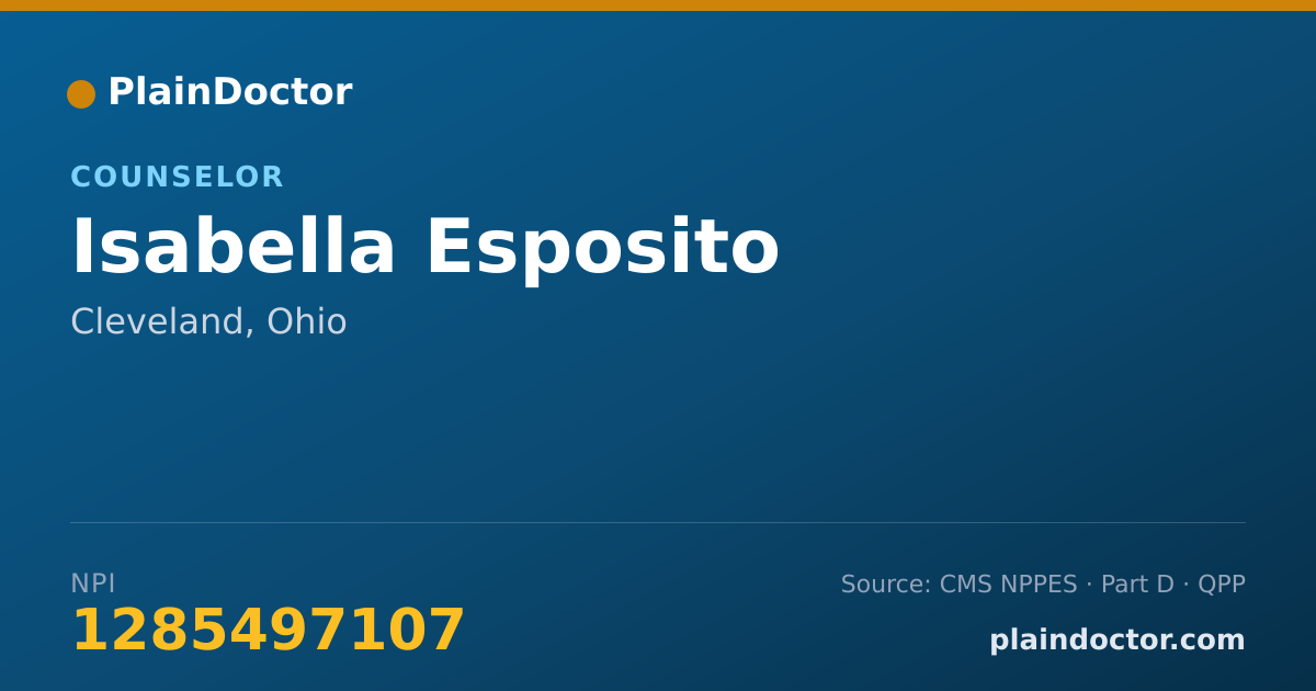 Shareable card for Isabella Esposito - Counselor, Cleveland, OH