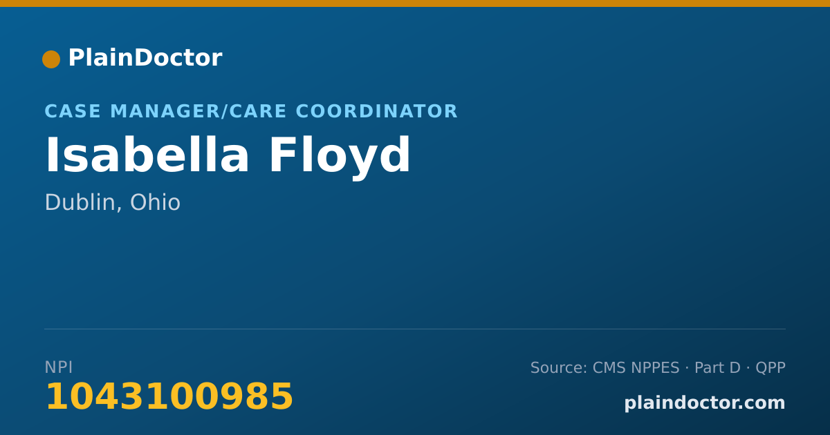 Shareable card for Isabella Floyd - Case Manager/Care Coordinator, Dublin, OH