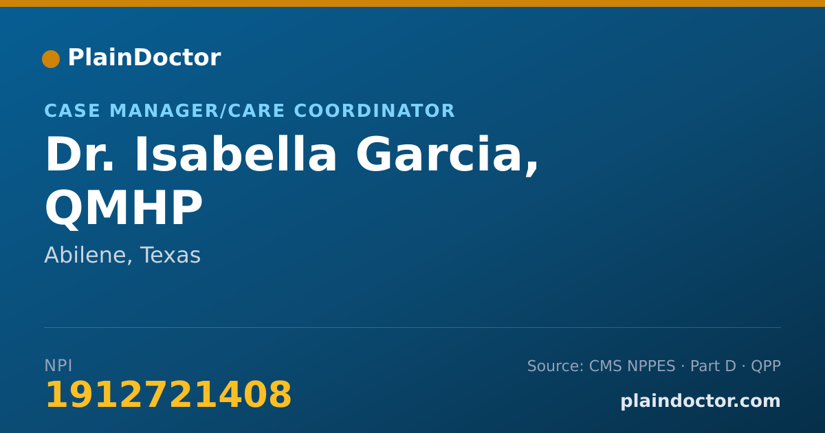 Shareable card for Isabella Garcia, QMHP - Case Manager/Care Coordinator, Abilene, TX