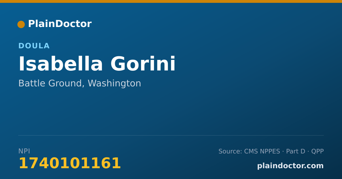 Shareable card for Isabella Gorini - Doula, Battle Ground, WA