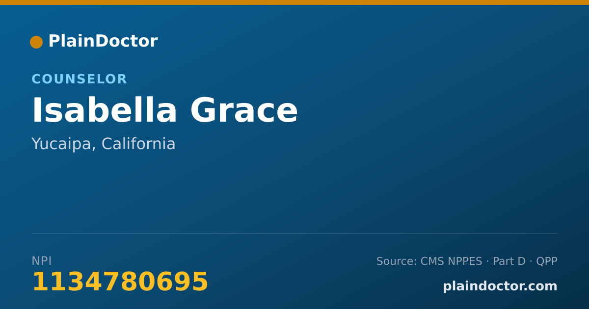 Shareable card for Isabella Grace - Counselor, Yucaipa, CA
