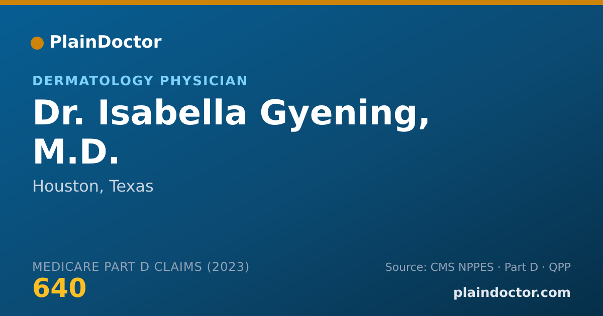 Shareable card for Isabella Gyening, M.D. - Dermatology Physician, Houston, TX