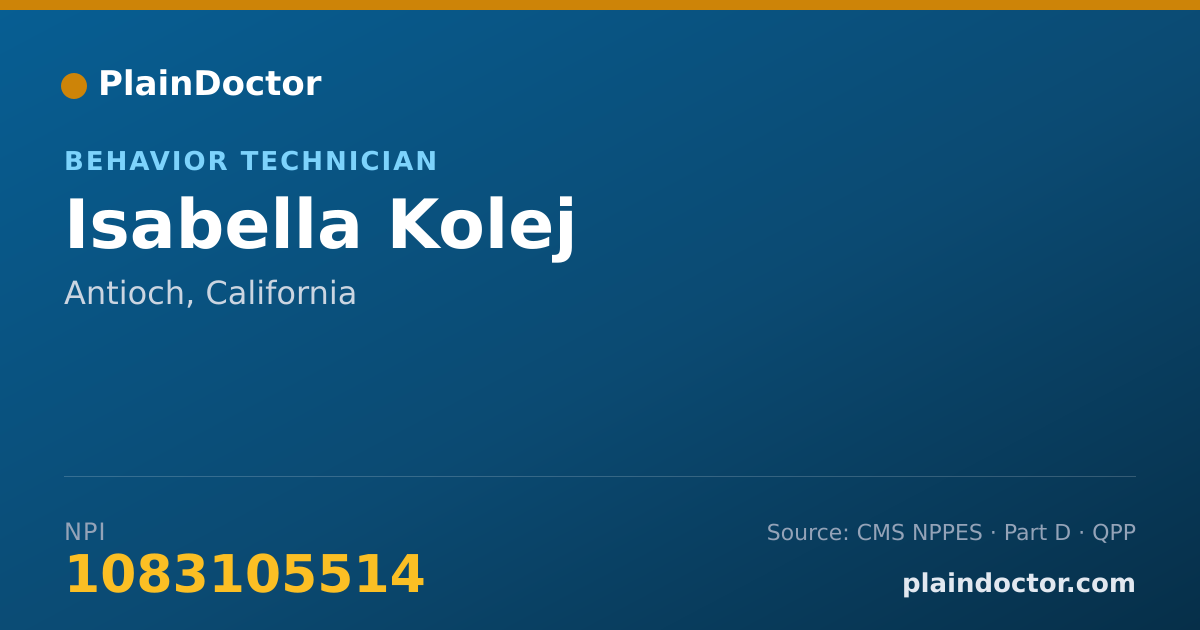 Shareable card for Isabella Kolej - Behavior Technician, Antioch, CA