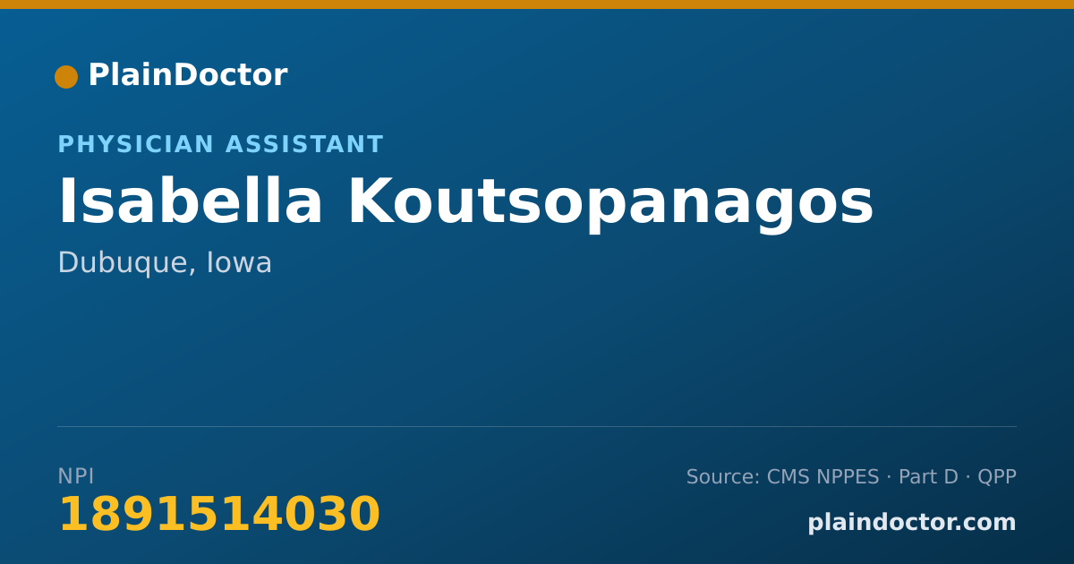 Shareable card for Isabella Koutsopanagos - Physician Assistant, Dubuque, IA
