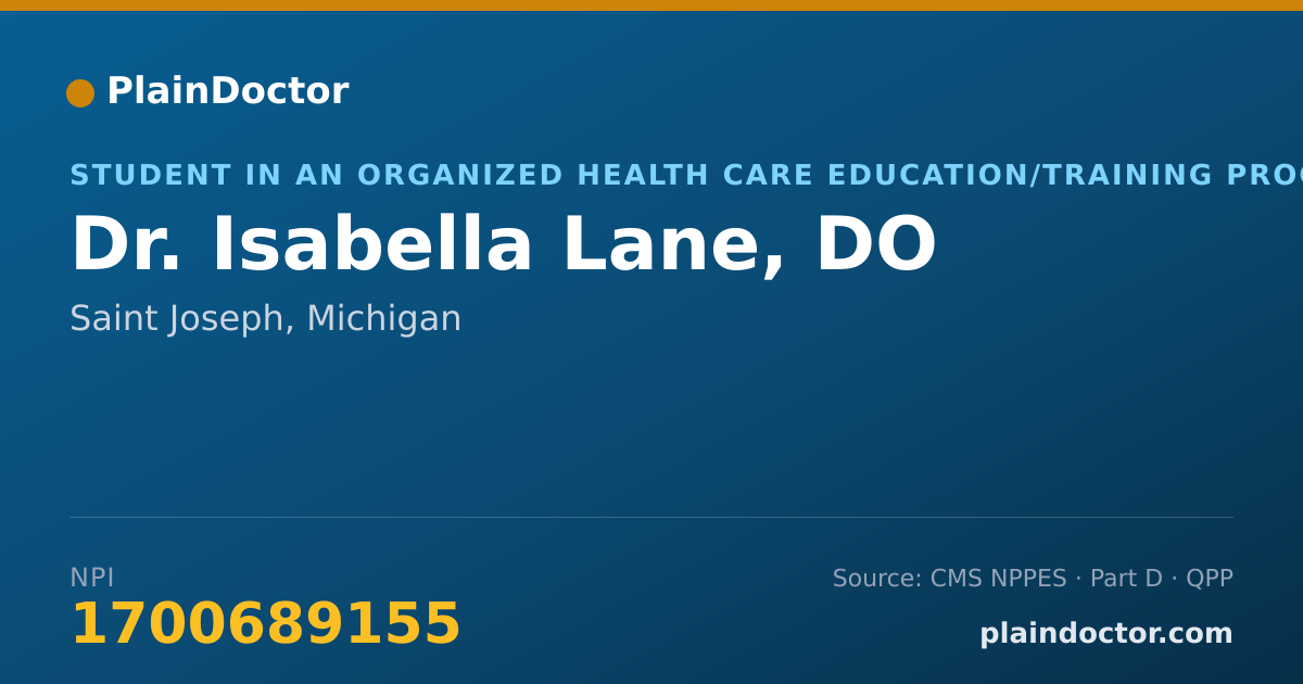 Shareable card for Isabella Lane, DO - Student in an Organized Health Care Education/Training Program, Saint Joseph, MI