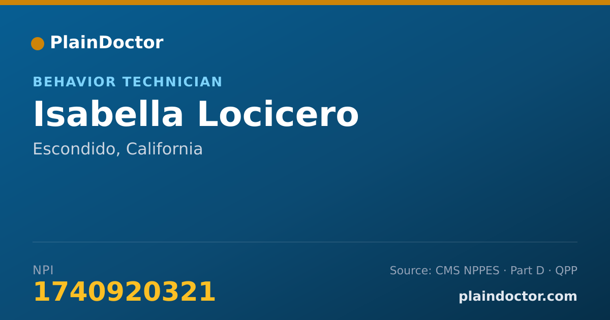Shareable card for Isabella Locicero - Behavior Technician, Escondido, CA