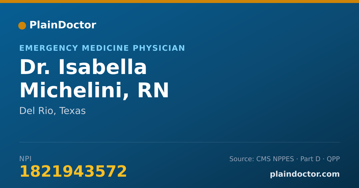 Shareable card for Isabella Michelini, RN - Emergency Medicine Physician, Del Rio, TX