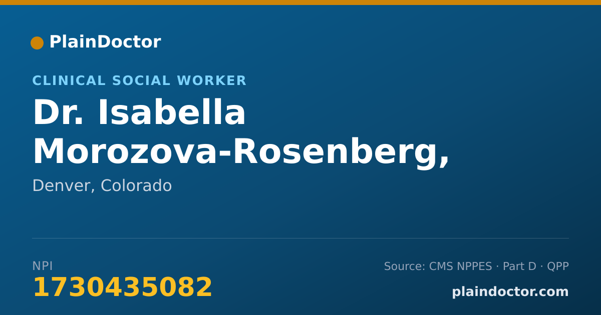 Shareable card for Isabella Morozova-Rosenberg, PH.D. - Clinical Social Worker, Denver, CO