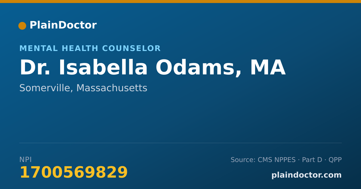 Shareable card for Isabella Odams, MA - Mental Health Counselor, Somerville, MA