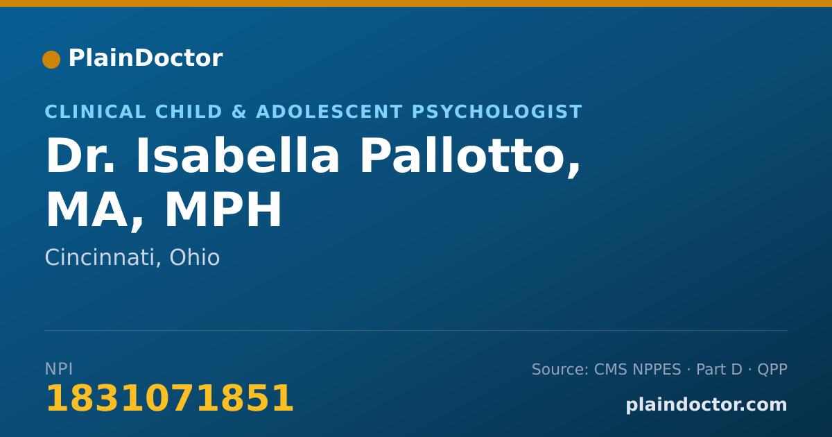 Shareable card for Isabella Pallotto, MA, MPH - Clinical Child & Adolescent Psychologist, Cincinnati, OH