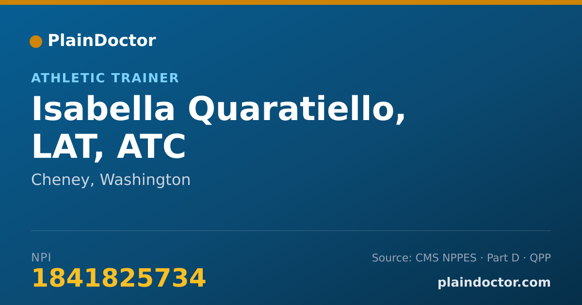 Shareable card for Isabella Quaratiello, LAT, ATC - Athletic Trainer, Cheney, WA