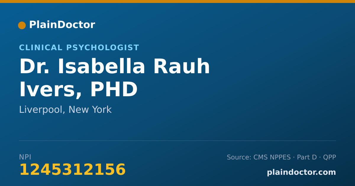 Shareable card for Isabella Rauh Ivers, PHD - Clinical Psychologist, Liverpool, NY