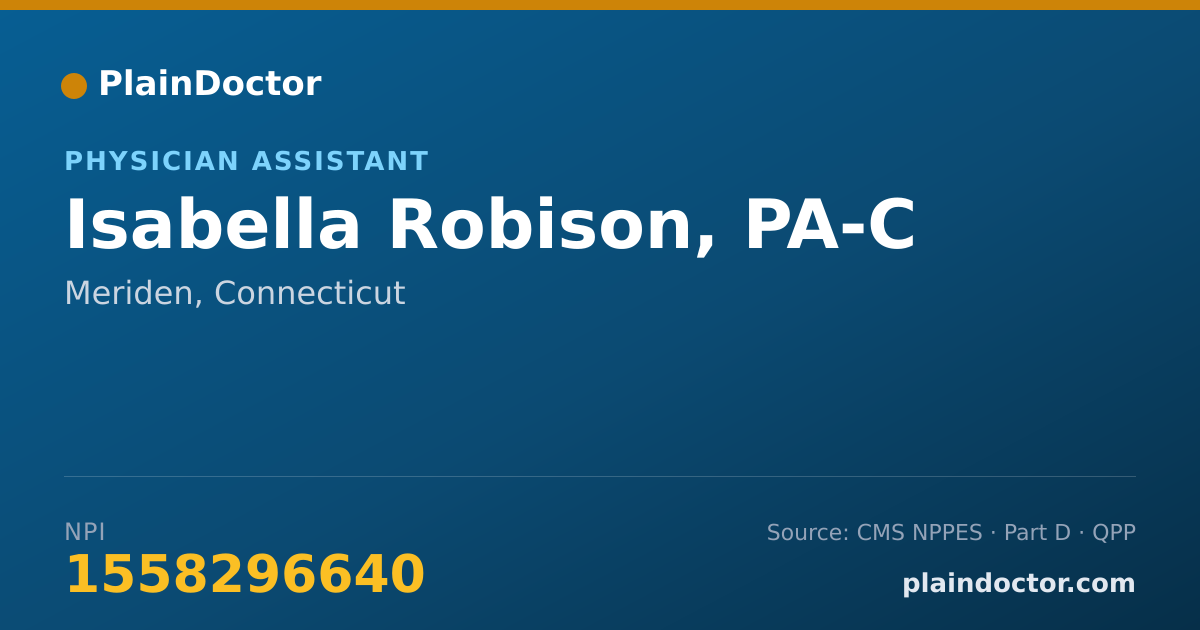 Shareable card for Isabella Robison, PA-C - Physician Assistant, Meriden, CT