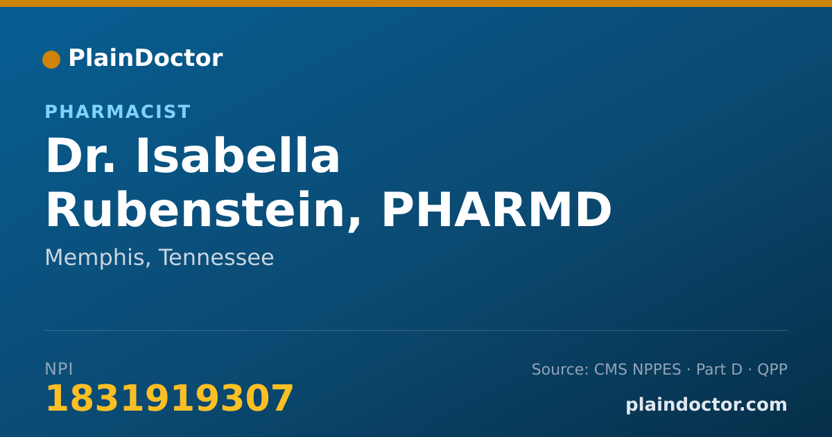 Shareable card for Isabella Rubenstein, PHARMD - Pharmacist, Memphis, TN