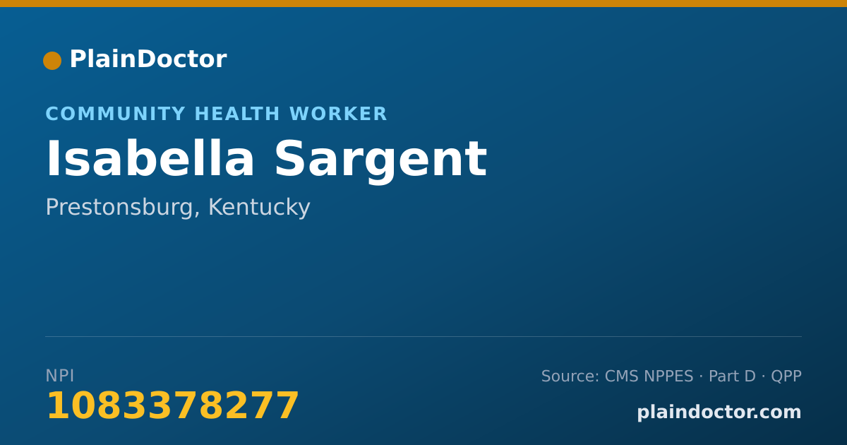 Shareable card for Isabella Sargent - Community Health Worker, Prestonsburg, KY