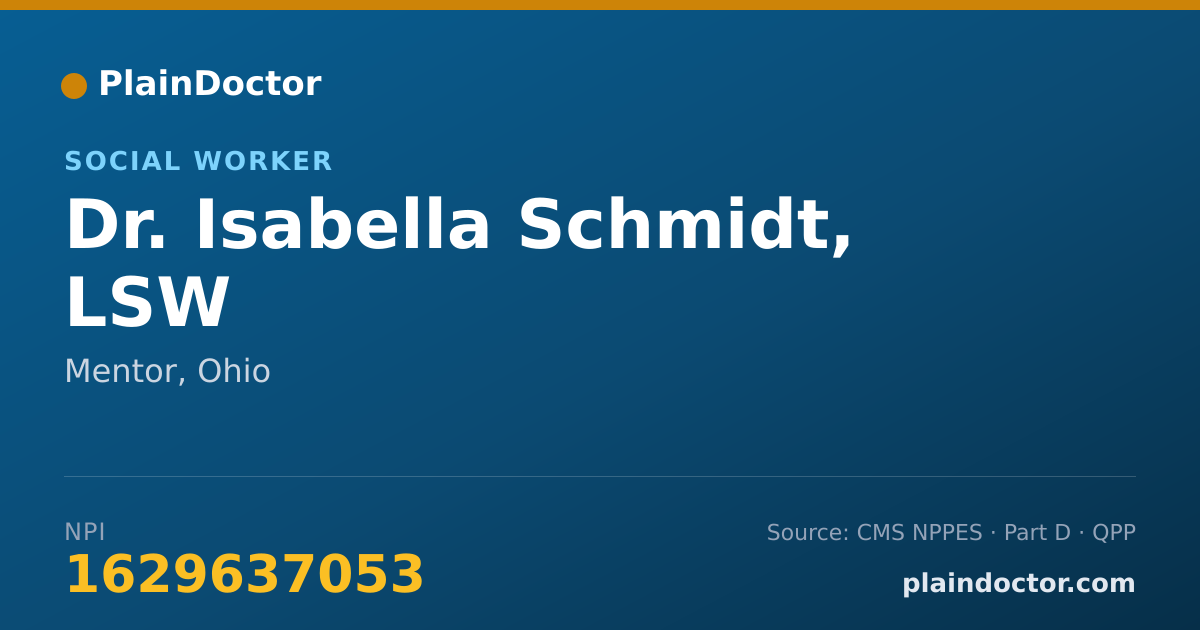 Shareable card for Isabella Schmidt, LSW - Social Worker, Mentor, OH