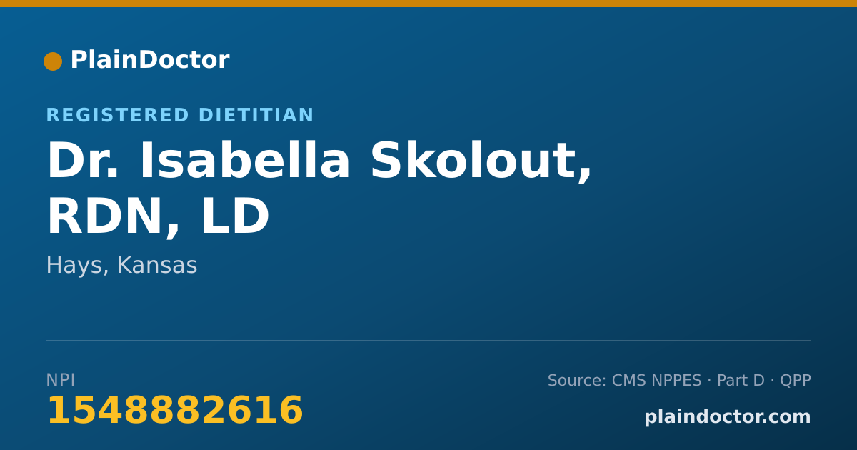 Shareable card for Isabella Skolout, RDN, LD - Registered Dietitian, Hays, KS