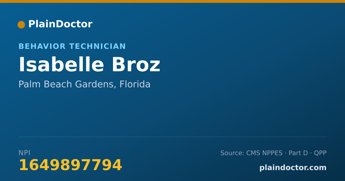 Shareable card for Isabelle Broz - Behavior Technician, Palm Beach Gardens, FL