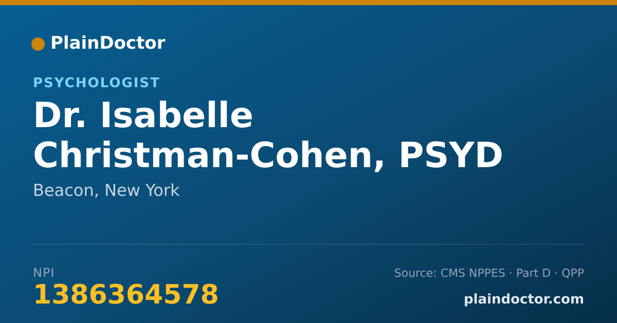 Shareable card for Isabelle Christman-Cohen, PSYD - Psychologist, Beacon, NY