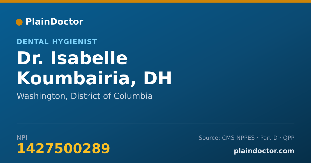Shareable card for Isabelle Koumbairia, DH - Dental Hygienist, Washington, DC