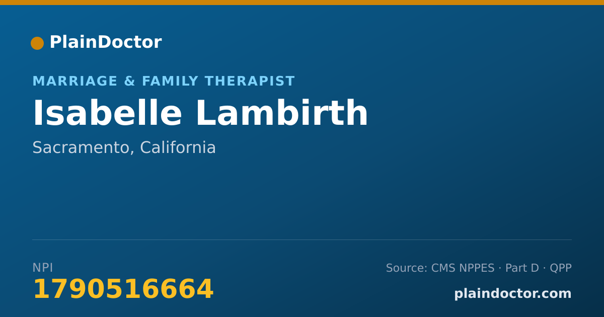 Shareable card for Isabelle Lambirth - Marriage & Family Therapist, Sacramento, CA