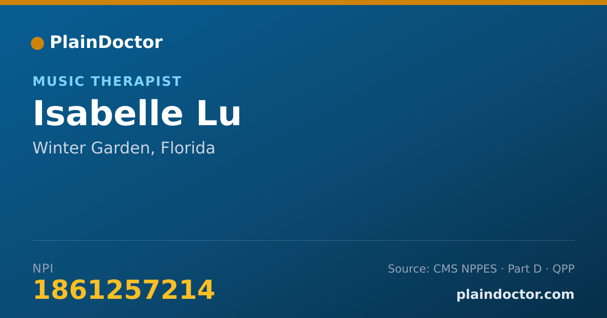 Shareable card for Isabelle Lu - Music Therapist, Winter Garden, FL