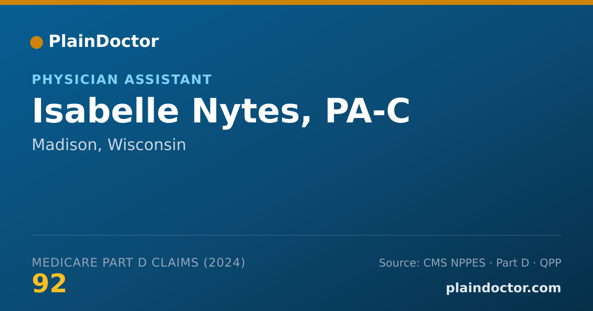Shareable card for Isabelle Nytes, PA-C - Surgical Physician Assistant, Madison, WI