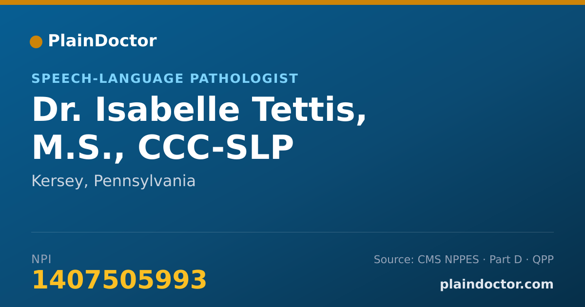 Shareable card for Isabelle Tettis, M.S., CCC-SLP - Speech-Language Pathologist, Kersey, PA