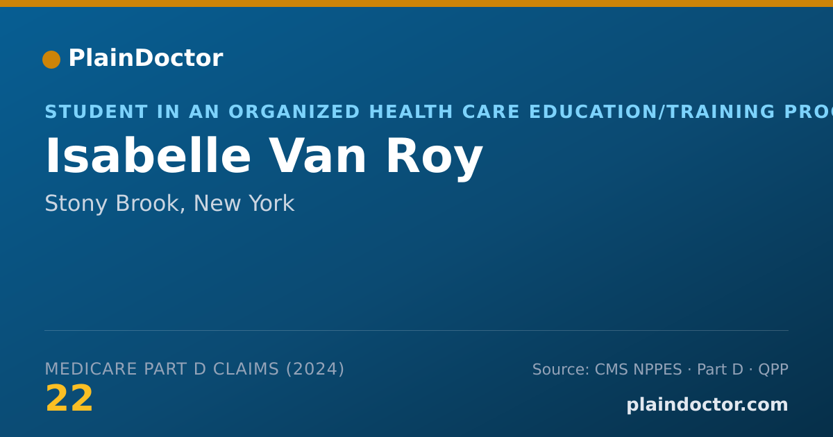Shareable card for Isabelle Van Roy - Student in an Organized Health Care Education/Training Program, Stony Brook, NY