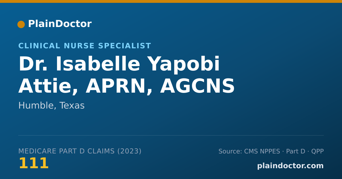 Shareable card for Isabelle Yapobi Attie, APRN, AGCNS - Clinical Nurse Specialist, Humble, TX