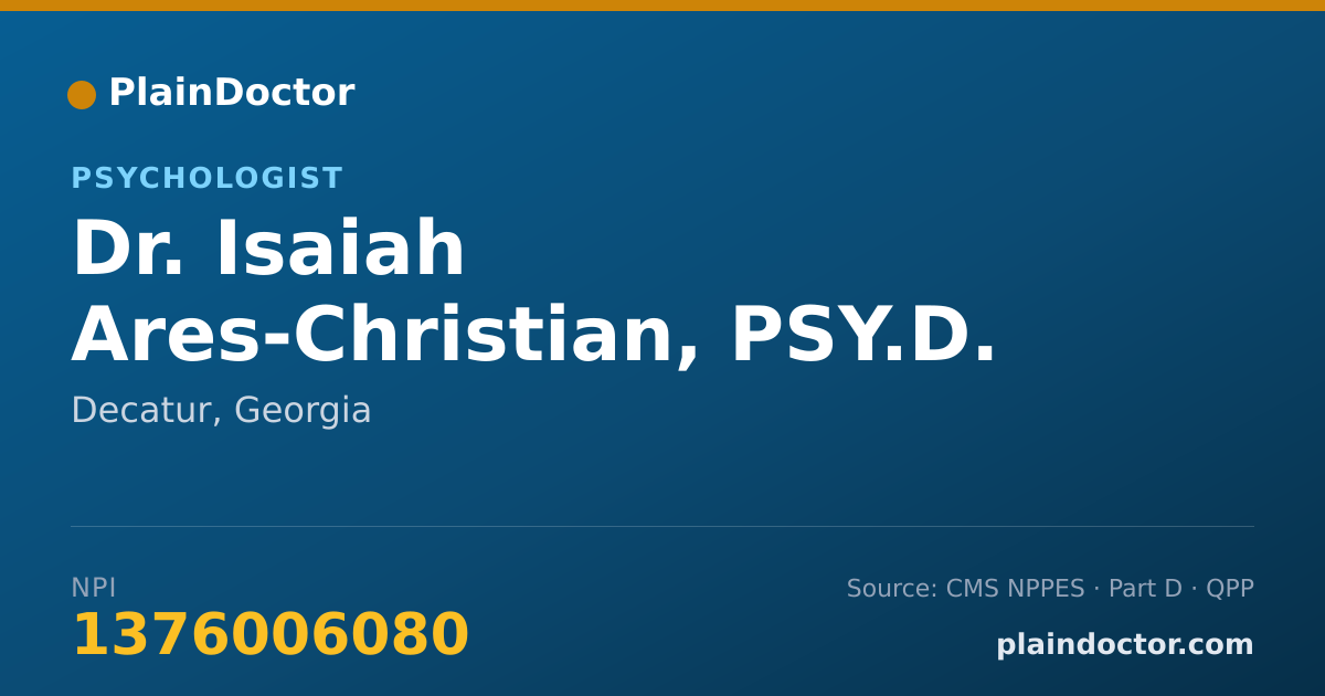 Shareable card for Isaiah Ares-Christian, PSY.D. - Psychologist, Decatur, GA