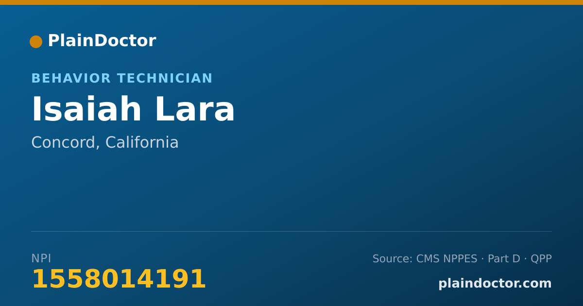 Shareable card for Isaiah Lara - Behavior Technician, Concord, CA