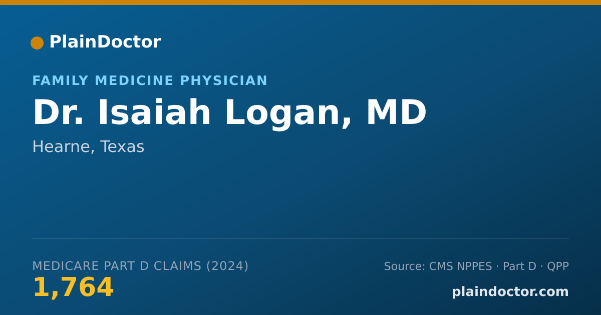 Shareable card for Isaiah Logan, MD - Family Medicine Physician, Hearne, TX