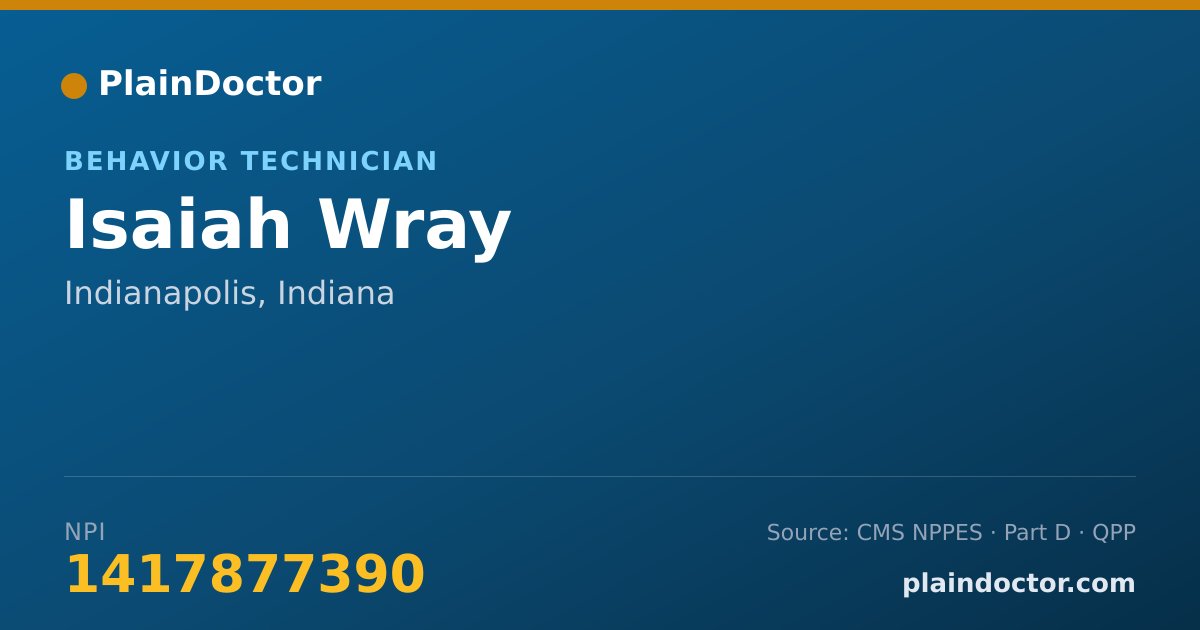 Shareable card for Isaiah Wray - Behavior Technician, Indianapolis, IN