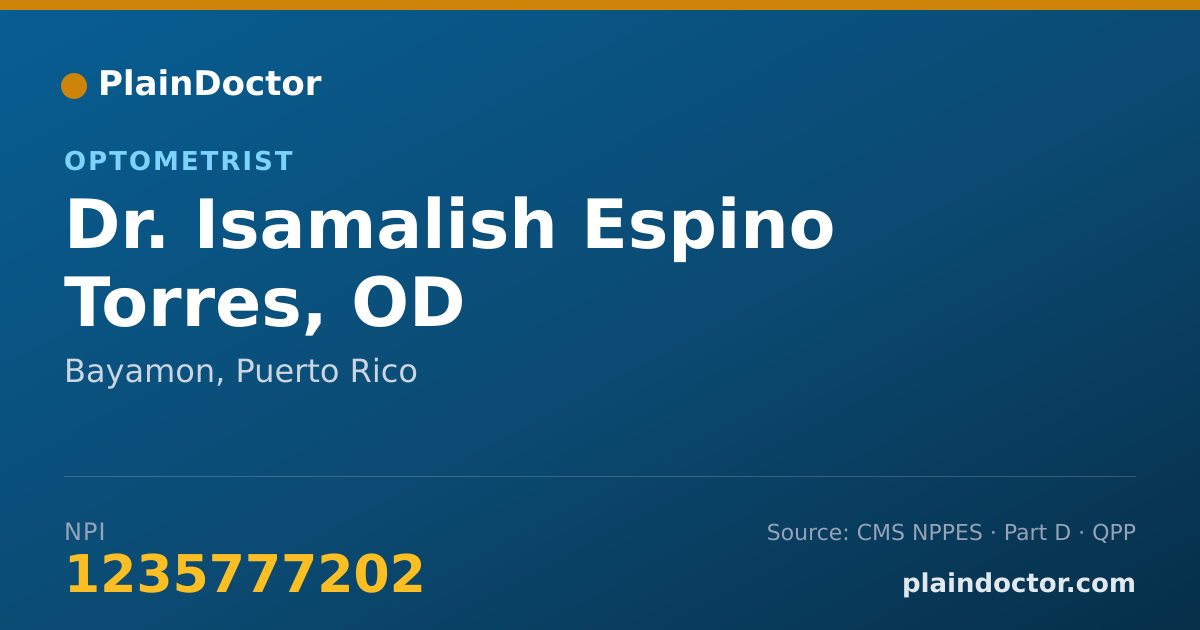 Shareable card for Isamalish Espino Torres, OD - Optometrist, Bayamon, PR