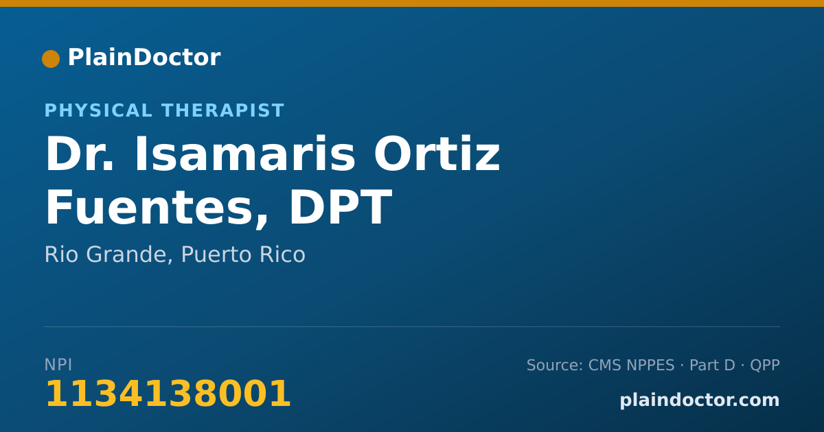 Shareable card for Isamaris Ortiz Fuentes, DPT - Physical Therapist, Rio Grande, PR