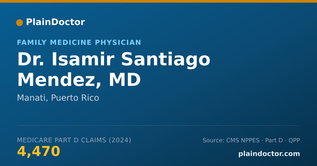 Shareable card for Isamir Santiago Mendez, MD - Family Medicine Physician, Manati, PR
