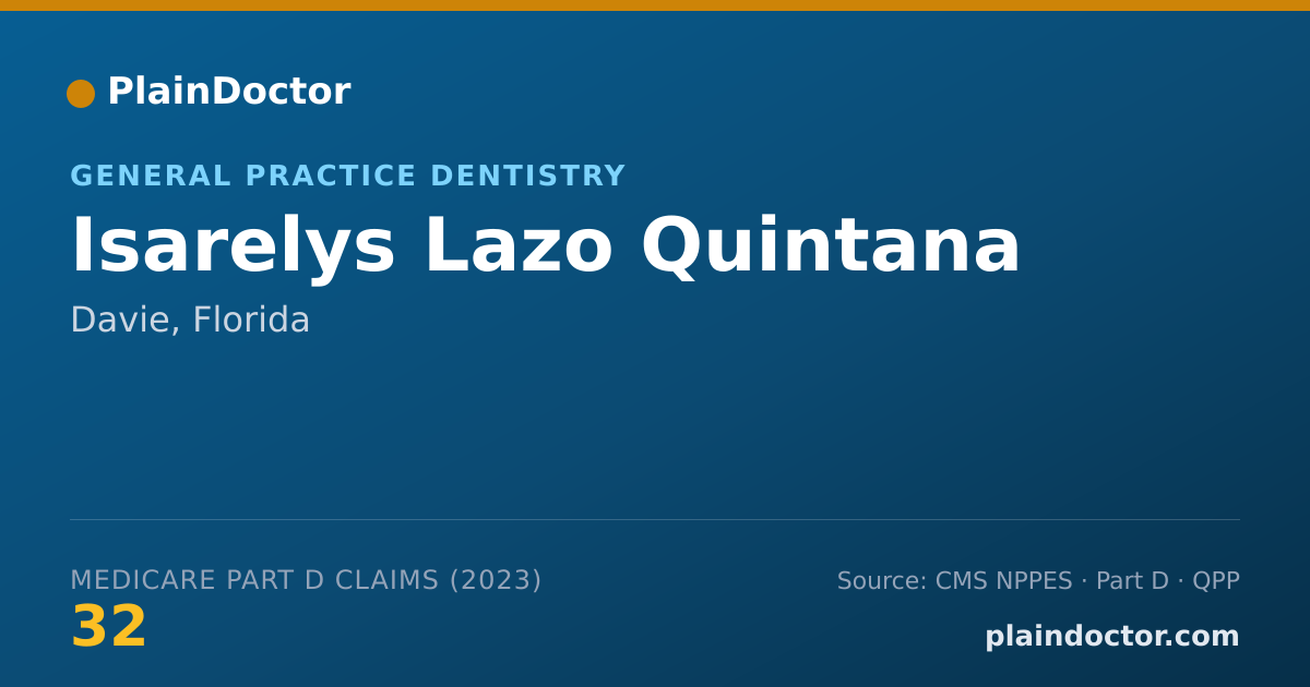 Shareable card for Isarelys Lazo Quintana - General Practice Dentistry, Davie, FL