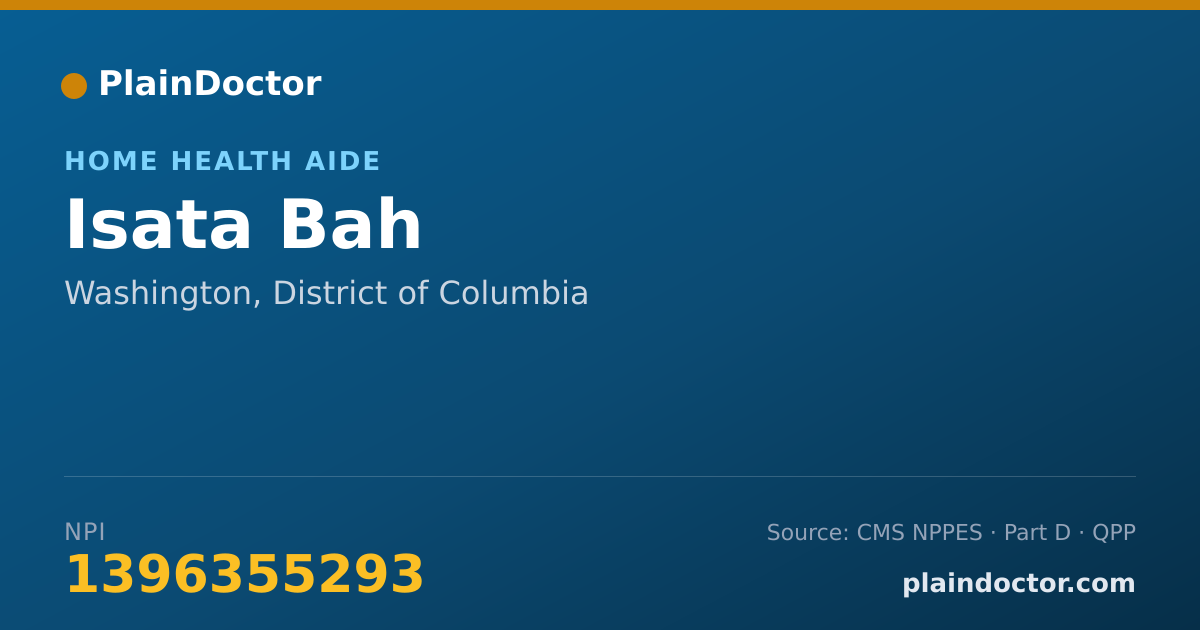 Shareable card for Isata Bah - Home Health Aide, Washington, DC