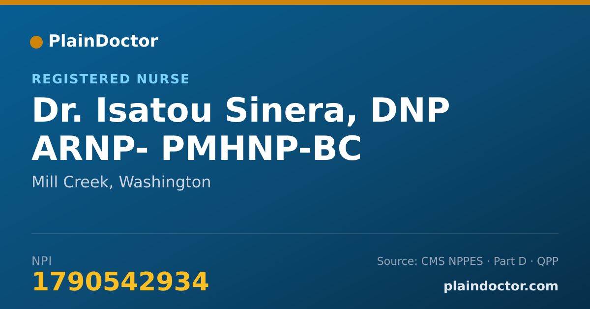 Shareable card for Isatou Sinera, DNP ARNP- PMHNP-BC - Registered Nurse, Mill Creek, WA
