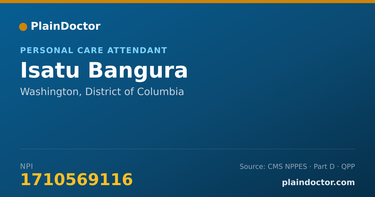 Shareable card for Isatu Bangura - Personal Care Attendant, Washington, DC
