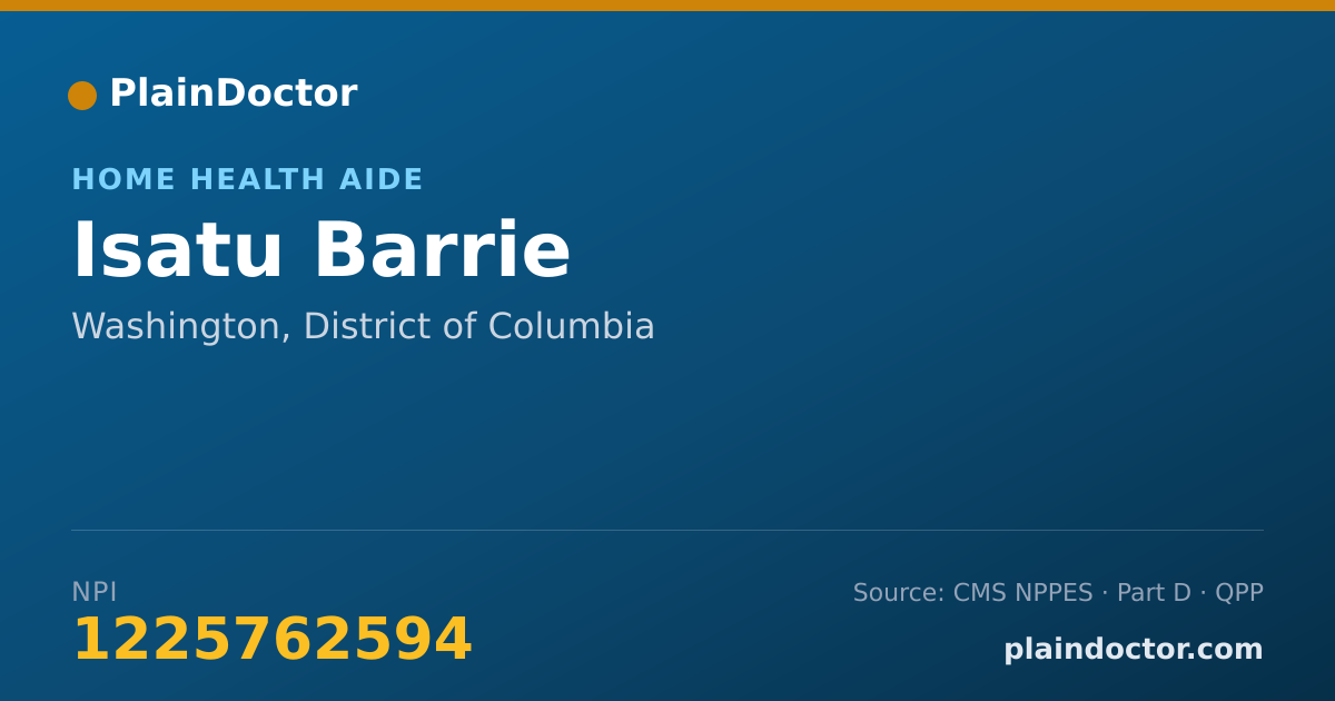 Shareable card for Isatu Barrie - Home Health Aide, Washington, DC