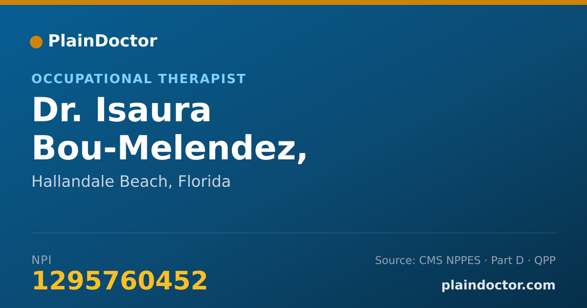 Shareable card for Isaura Bou-Melendez, OCCUPATIONAL THERAPY - Occupational Therapist, Hallandale Beach, FL