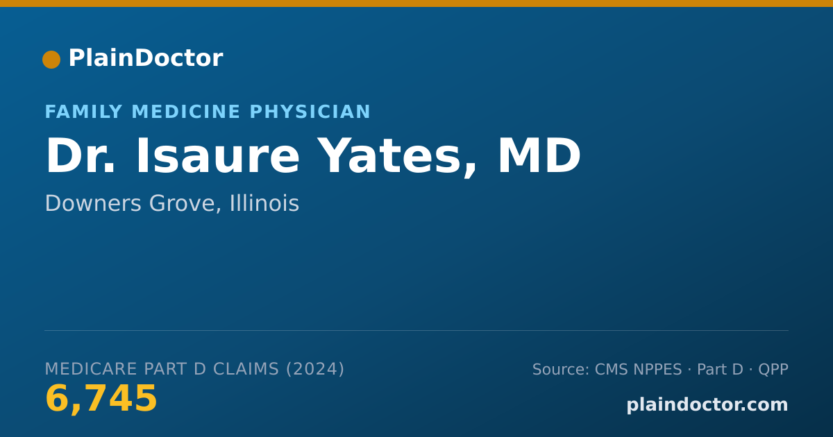 Shareable card for Isaure Yates, MD - Family Medicine Physician, Downers Grove, IL